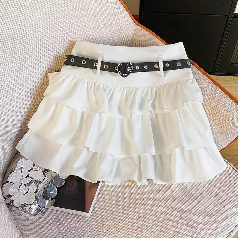 Black Versatile Sweet Puff Cake Skirt A-line High-waist Mini Skirt