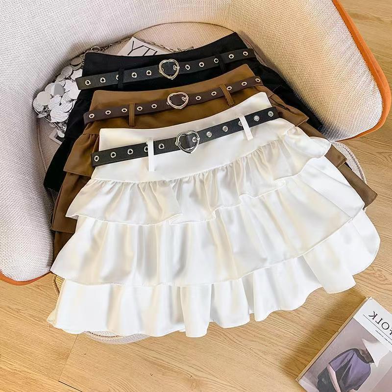 Black Versatile Sweet Puff Cake Skirt A-line High-waist Mini Skirt