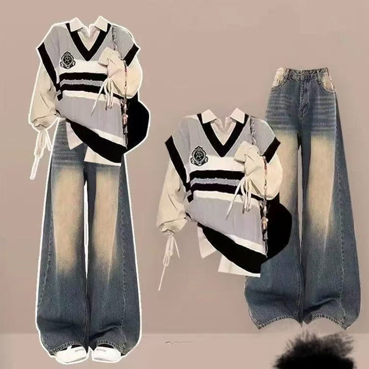 Fashionable Shirt Outerwear Set